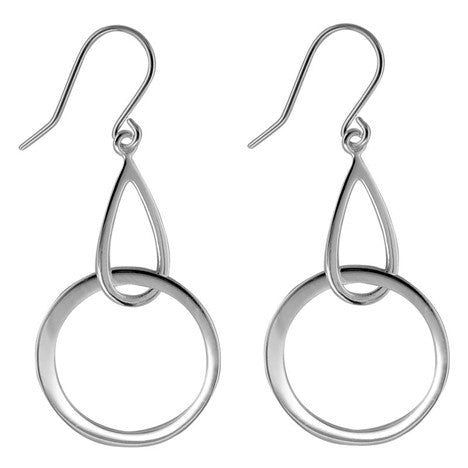 Rhodium Geometric Dangle Sterling Silver White