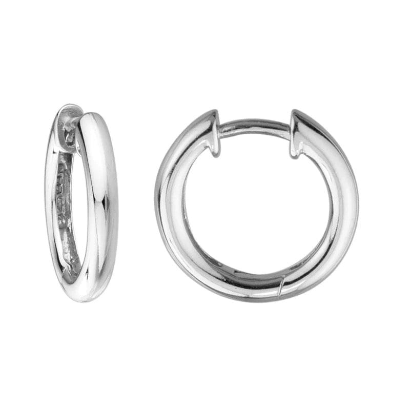 Rhodium Huggie Sterling Silver Hoops