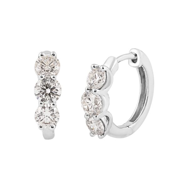 14K White Gold Round, 1.00ct., Huggie