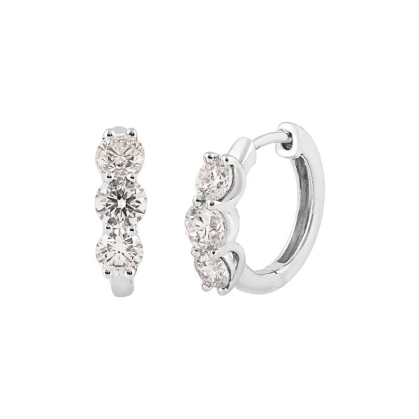 14K White Gold Round, 0.50ct., Huggie