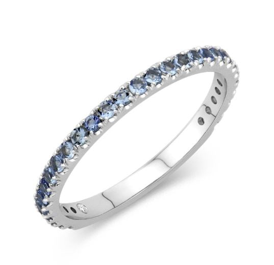 14K White 0.39ct. Round Gemstone Women's Colored Stone Rings
