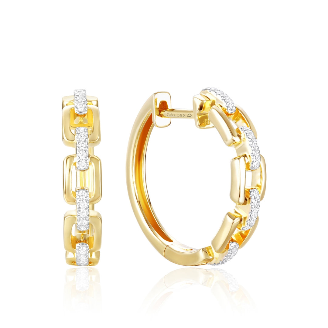 14K Two Tone Round, 0.13ct., Small Hoop