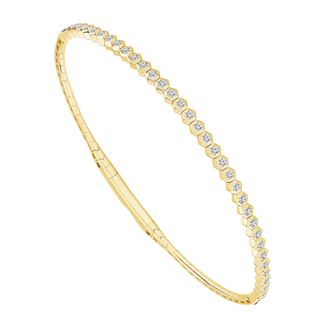 Yellow 14 Karat Diamond Flexie Bangle Bracelet
