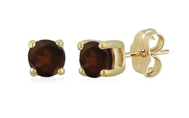 01/813-01 Lady's Yellow 14kt Genuine 4mm Garnet Stud Earrings