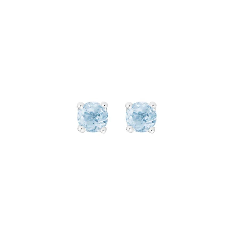 14K White Aquamarine 0.70ct. Cushion Stud Colored Stone Earrings