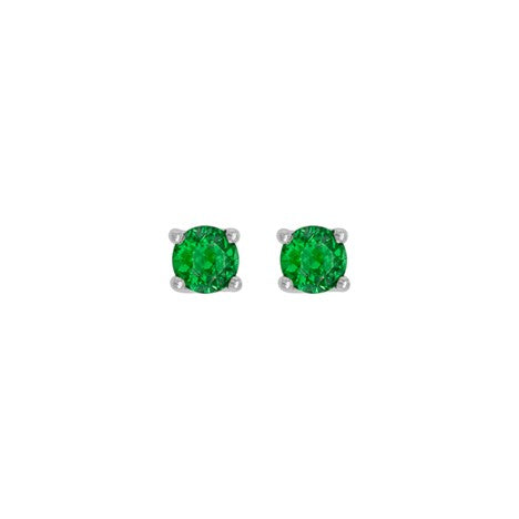 14K White ct. Round Stud Colored Stone Earrings