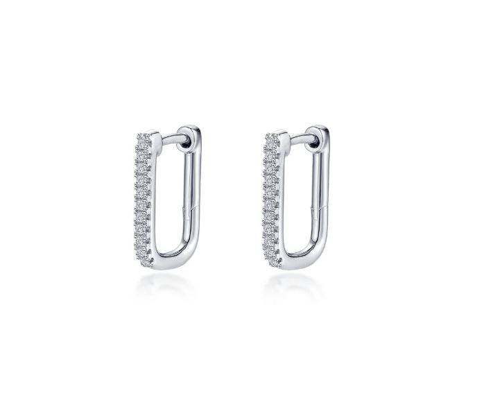 Platinum Plated Medium Hoop Sterling Silver White
