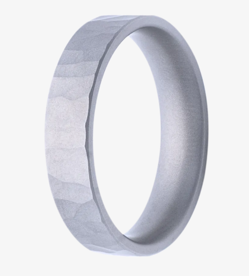 Gent's White Cobalt Hand Forged Satin 7mm Flat Wedding Band