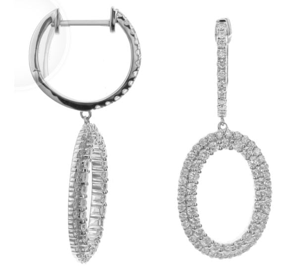 18K White Gold Round, 1.40ct., Drop