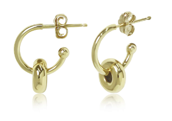 Lady's Yellow 14K 12mm Tube Hoops Earrings with Rondelles