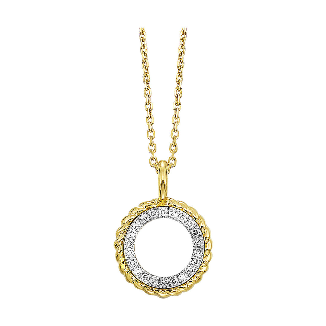 Circle Pendant Yellow 14K 0.05ct. Round