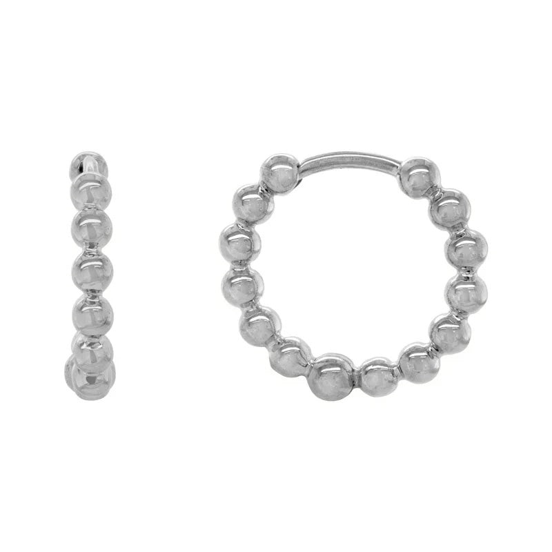 Rhodium Medium Hoop Sterling Silver White