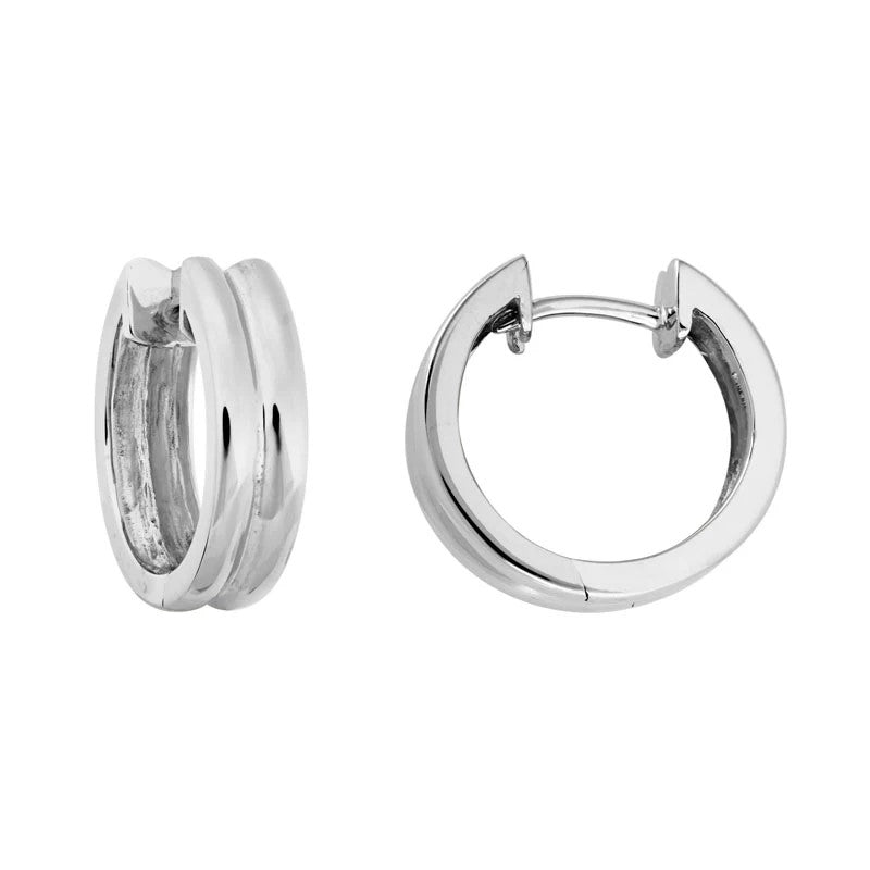 Rhodium Huggie Sterling Silver White
