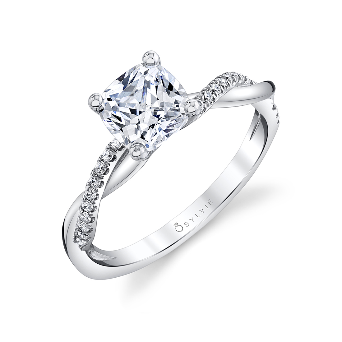 Cushion Cut Diamond Spiral Engagement Ring - Yasmine S1524-014A8W15C ...