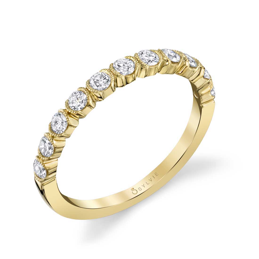 14K Yellow Gold 0.43ct. Round Half Anniversary Women's Wedding Band