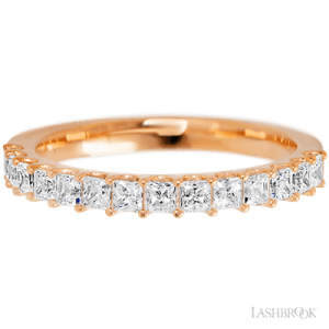 14K Rose Gold band with 15 Princess Lab Grown Diamond having TCW-.9