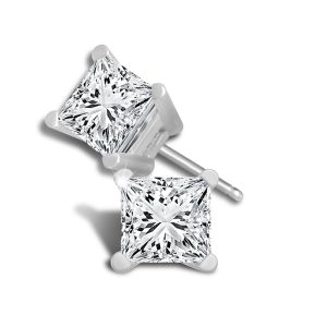 14K White Gold Princess, 0.25ct., Stud
