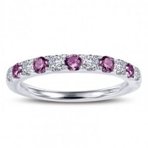 Lafonn Sterling Silver Platinum-Plated with Lassaire Simulated Diamonds and Simulated Alexandrites June Birthstone Band