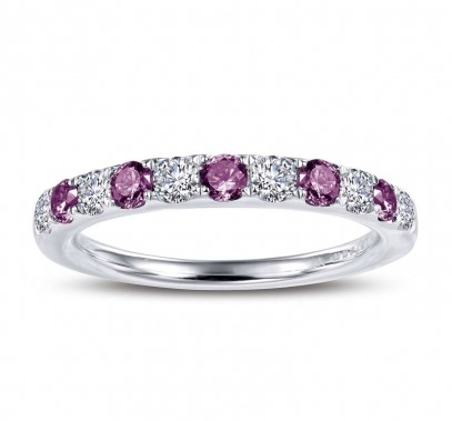Lafonn Sterling Silver Platinum-Plated with Lassaire Simulated Diamonds and Simulated Alexandrites June Birthstone Band